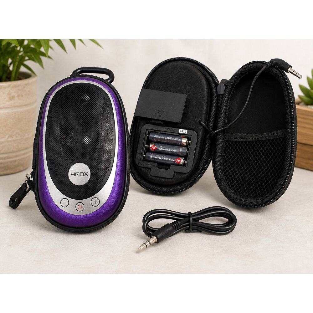 HMDX HX-PG3 Portable Personal Speaker Purple w/ Case Tested Works